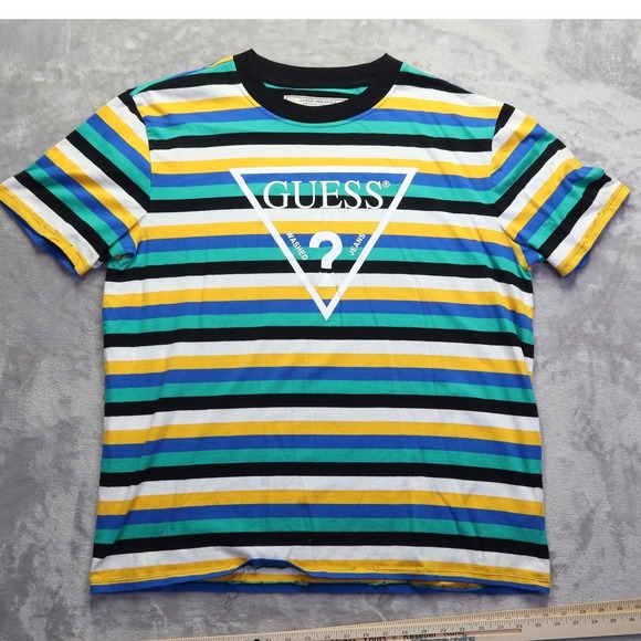 Guess Ringer T Shirt Men's Size L Striped Retro Vintage 90's Y2K Vintage - Picture 2 of 10